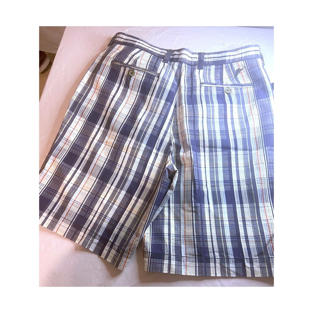 Men's Tommy Bahama Blue Plaid Relaxed Textured Silk Blend Golf Shorts- Size 38